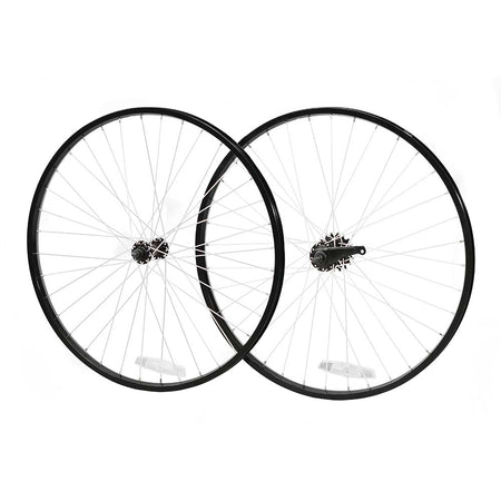 ALLOY BICYCLE WHEELSET | BLACK RIM / WHITE SPOKES