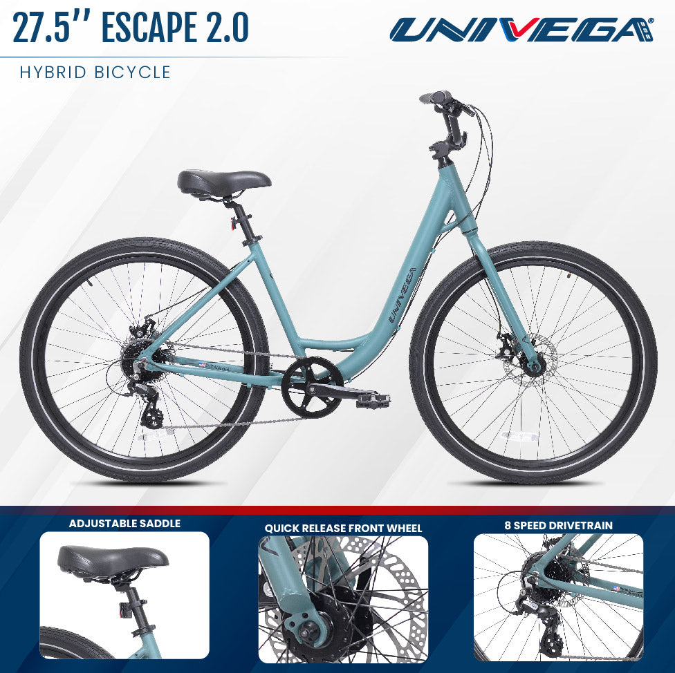Mendham Bike Co. | Discount Bikes | 27.5" Univega USA Weekend Escape 2.0 Hybrid Bike For Adults 14+