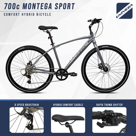 Mendham Bike Co. | Discount Bikes | 700c Univega® Montega Sport Men's Hybrid Bike for Ages 14+