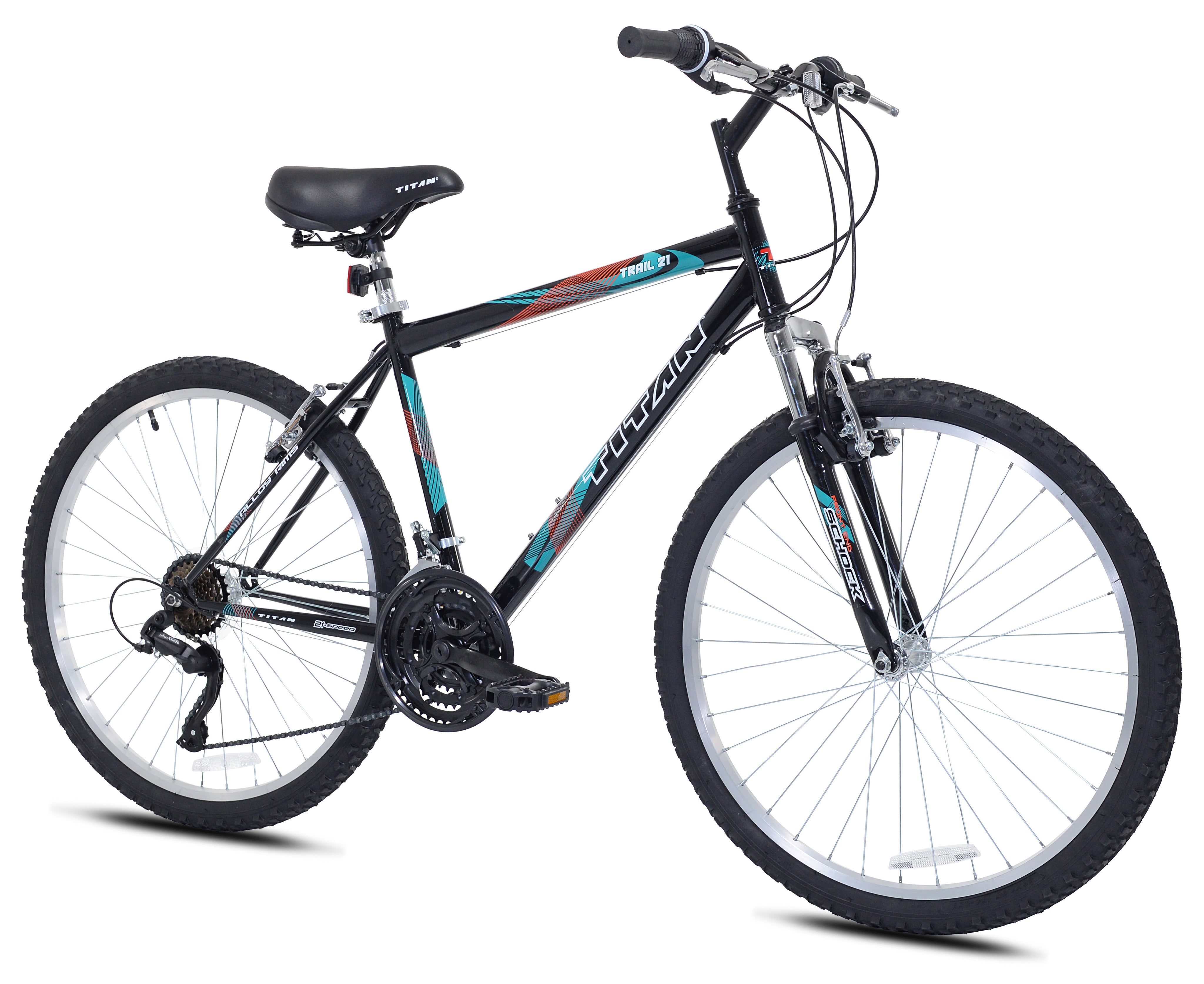 Titan Trail 21-Speed Suspension Men's Mountain Bike, Black