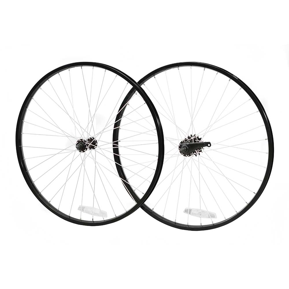 ALLOY BICYCLE WHEELSET | BLACK RIM / WHITE SPOKES
