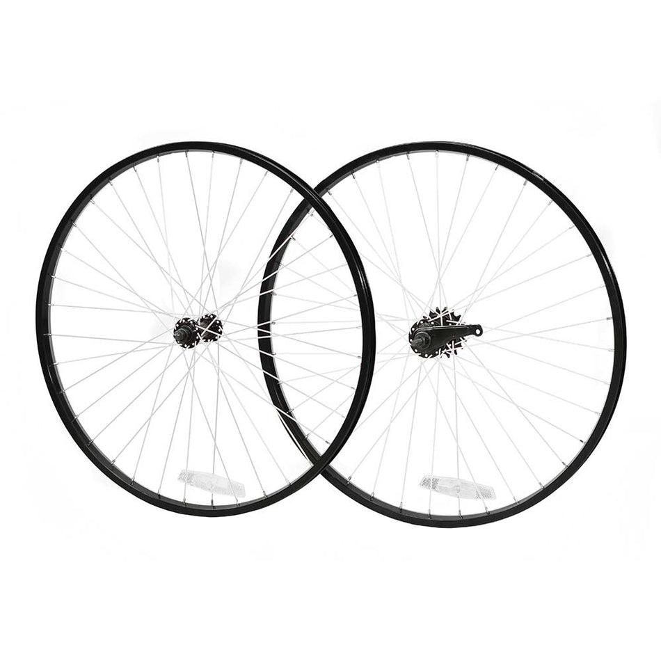 ALLOY BICYCLE WHEELSET | BLACK RIM / WHITE SPOKES