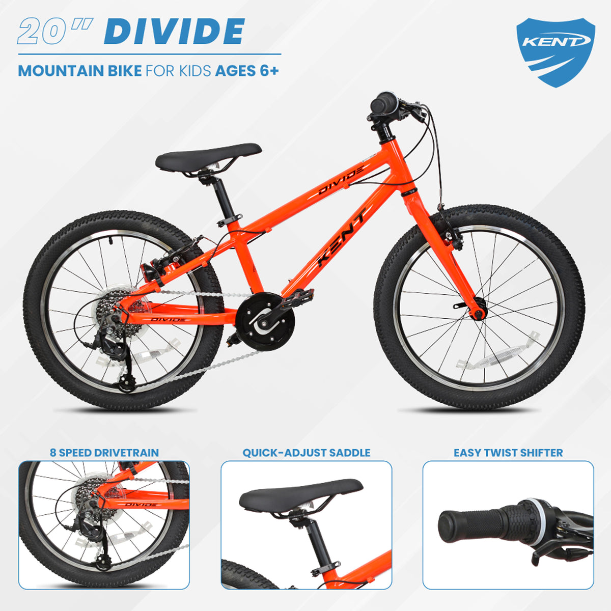 Mendham Bike Co. | Discount Bikes | 20" Kent Divide Mountain Bike for Kids Ages 6+