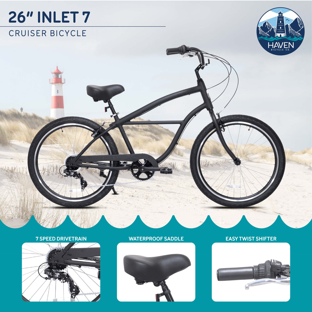 Mendham Bike Co. | Discount Bikes | 26" Haven Inlet 7 Cruiser Bike for Adults Ages 12+
