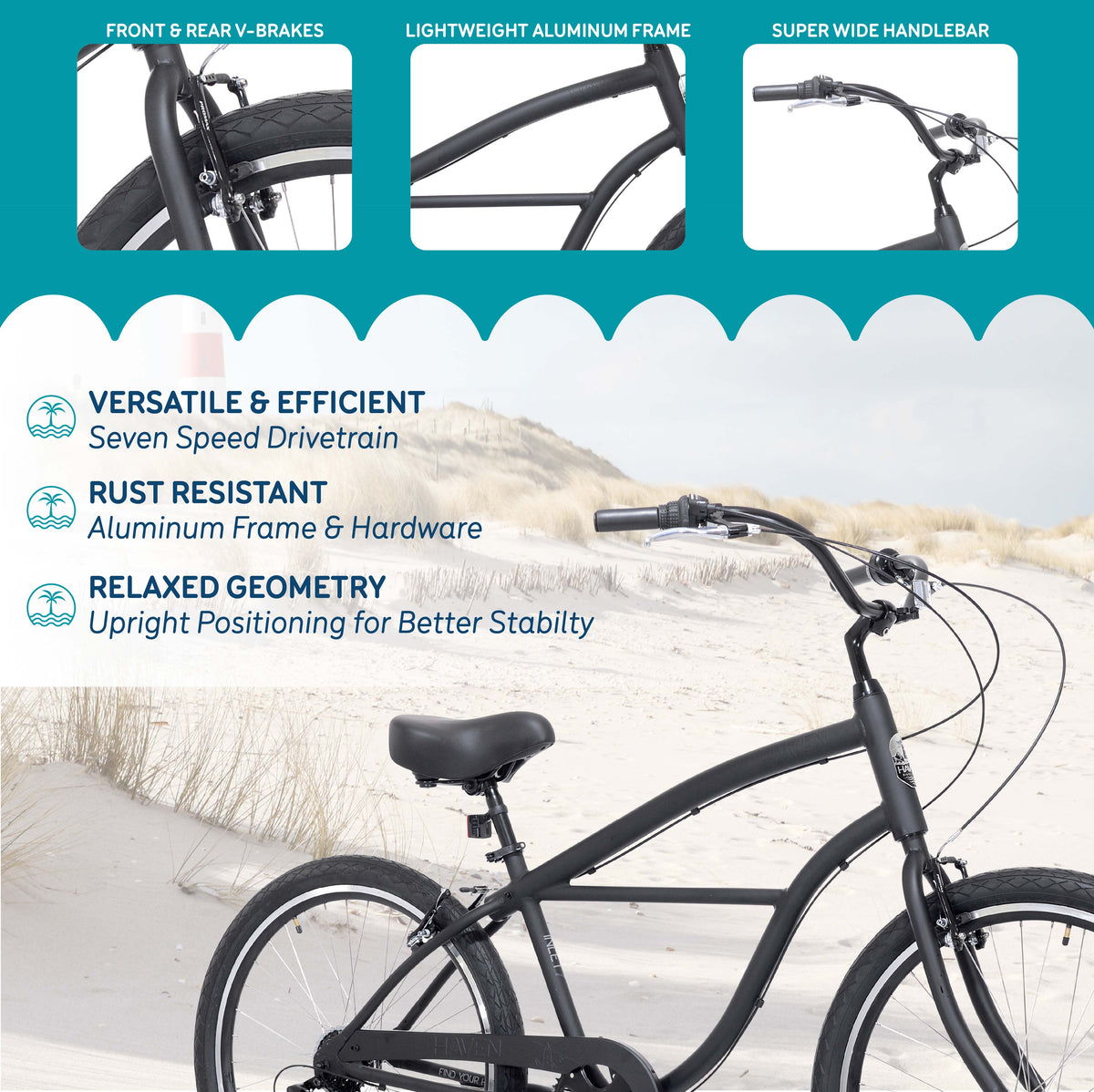 Mendham Bike Co. | Discount Bikes | 26" Haven Inlet 7 Cruiser Bike for Adults Ages 12+