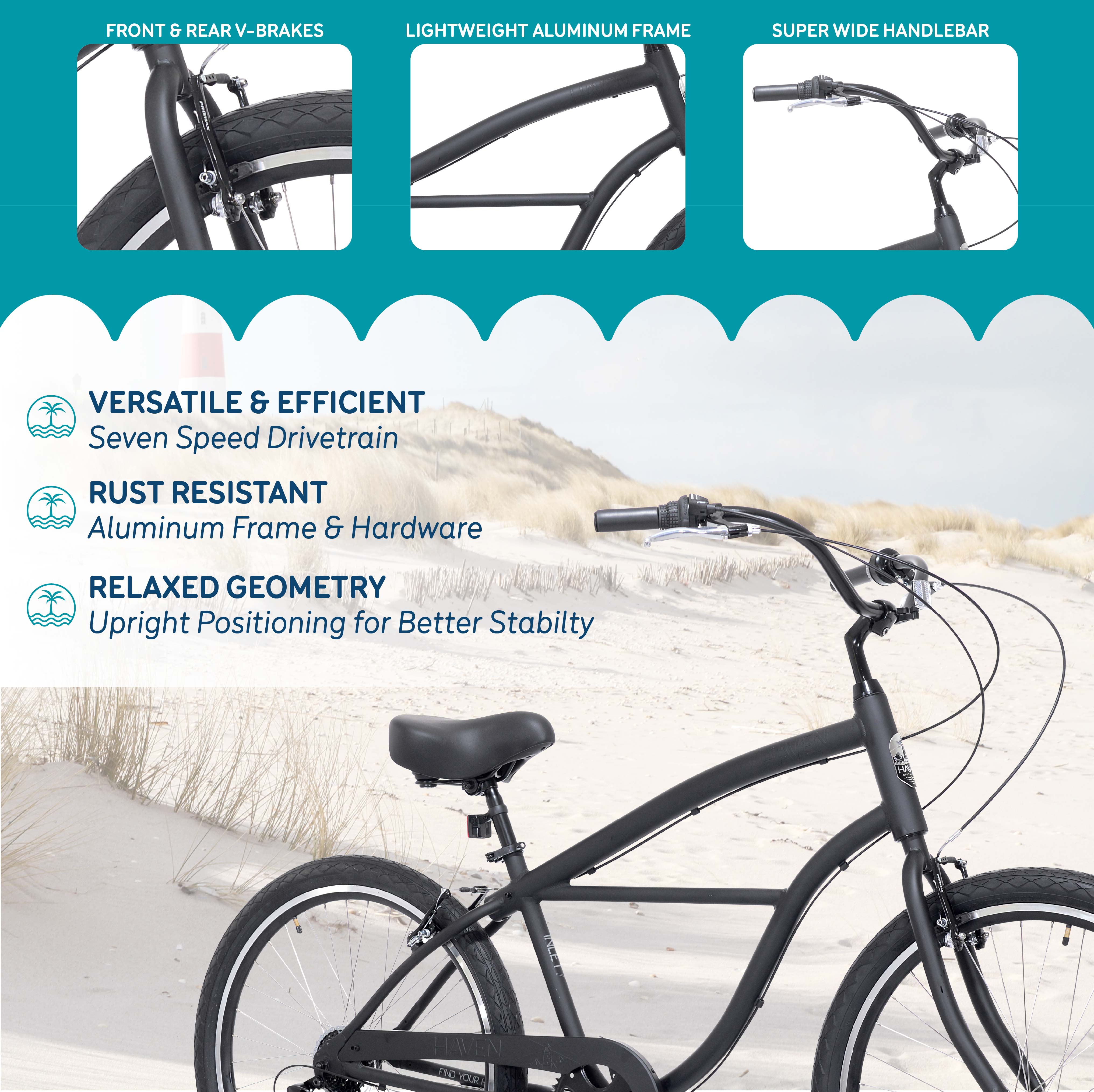 Mendham Bike Co. | Discount Bikes | 26" Haven Inlet 7 Cruiser Bike for Adults Ages 12+