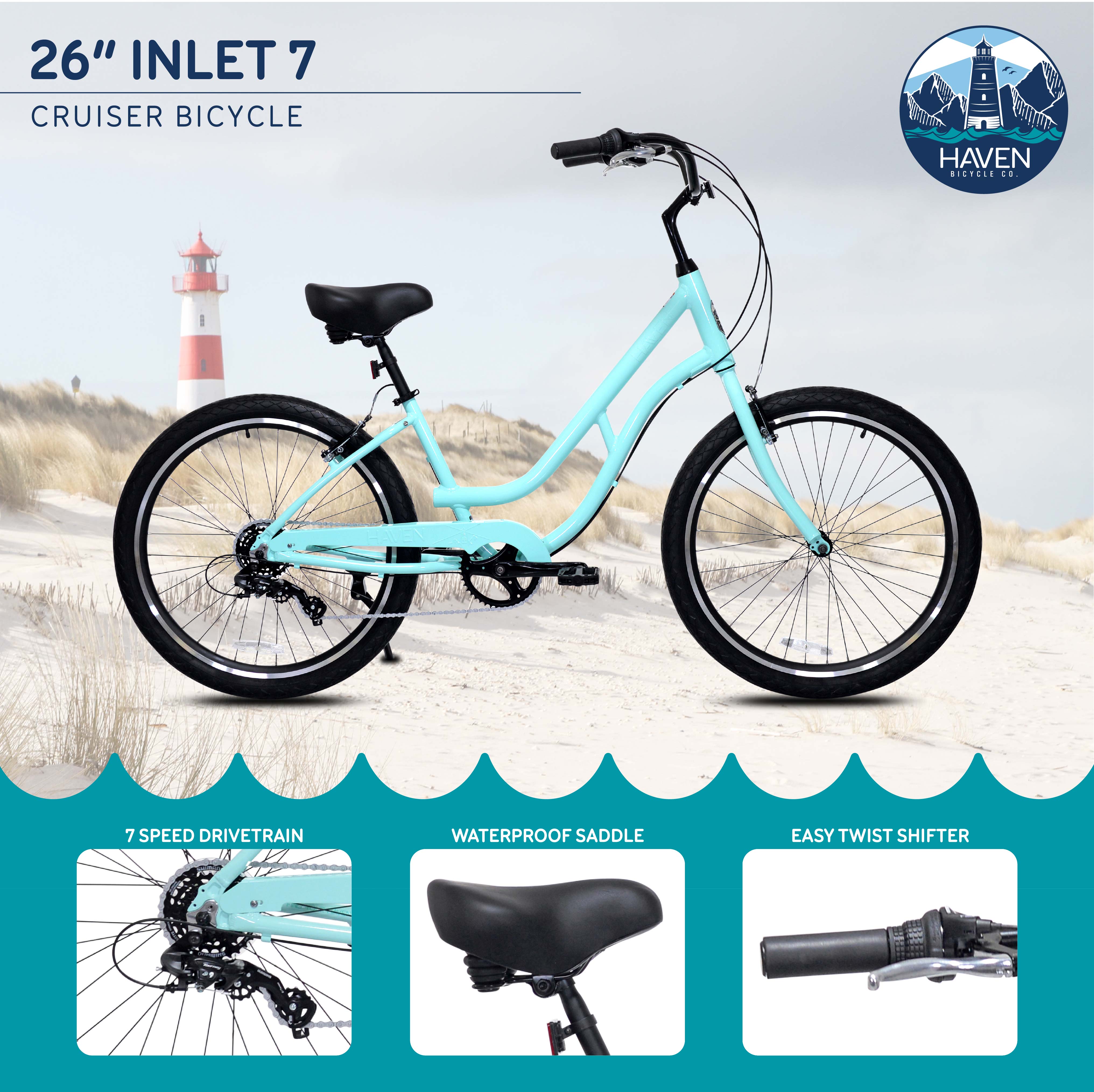 Mendham Bike Co. | Discount Bikes | 26" Haven Inlet 7 Cruiser Bike for Adults Ages 12+