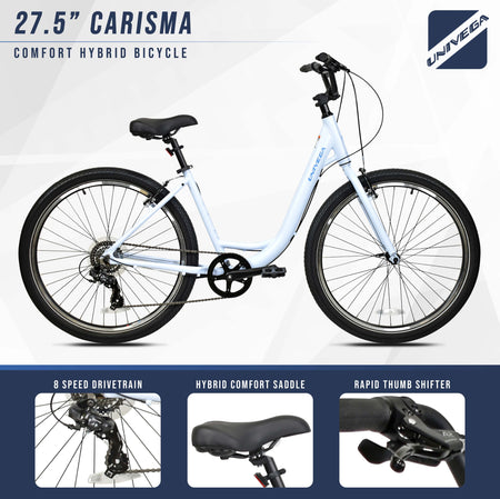 Mendham Bike Co. | Discount Bikes | 27.5" Univega Carisma Women's Comfort Hybrid Bike for Adults Ages 14+