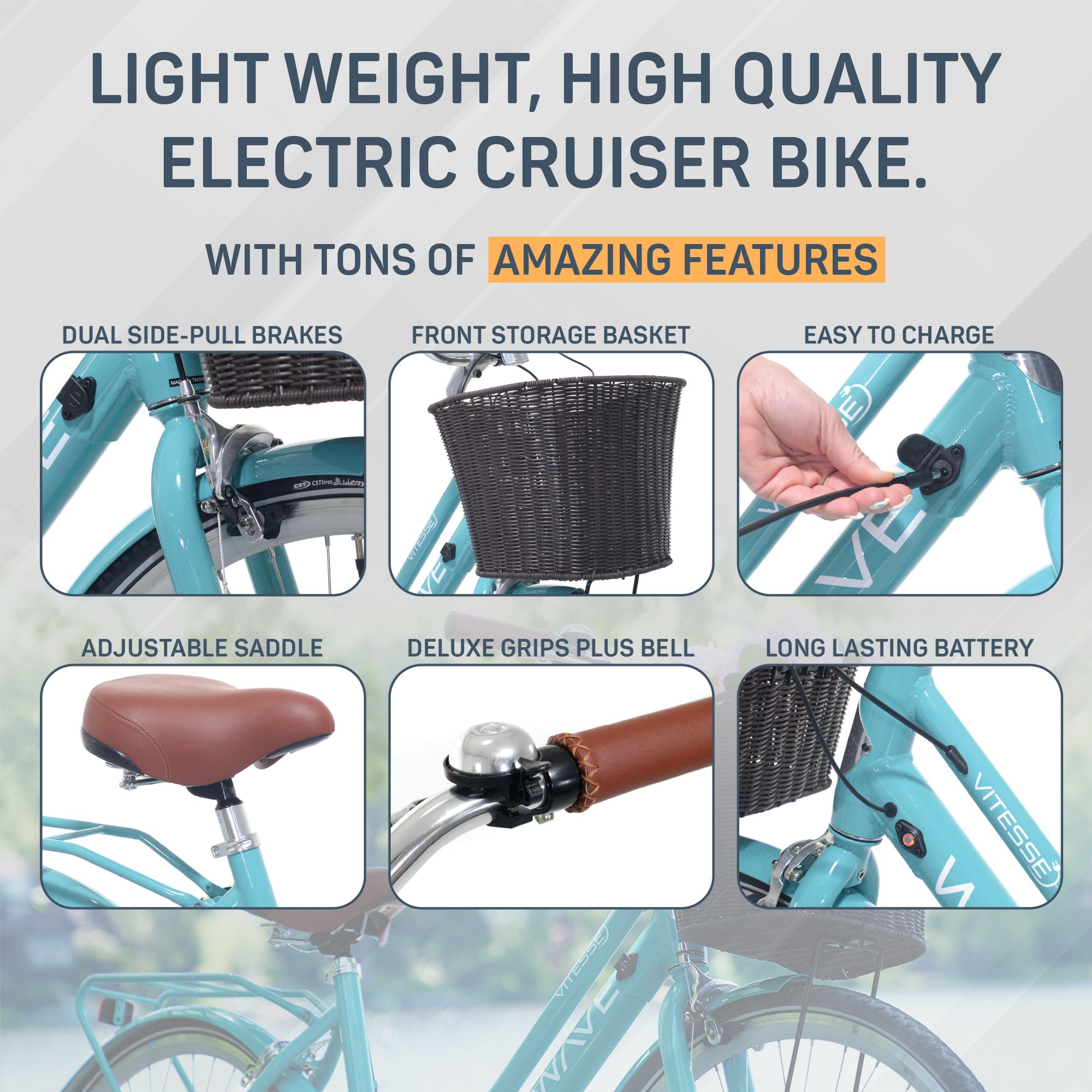 Mendham Bike Co. Discount Bikes 700c Vitesse Wave Electric Cruiser Bike Mendham Bicycle Co