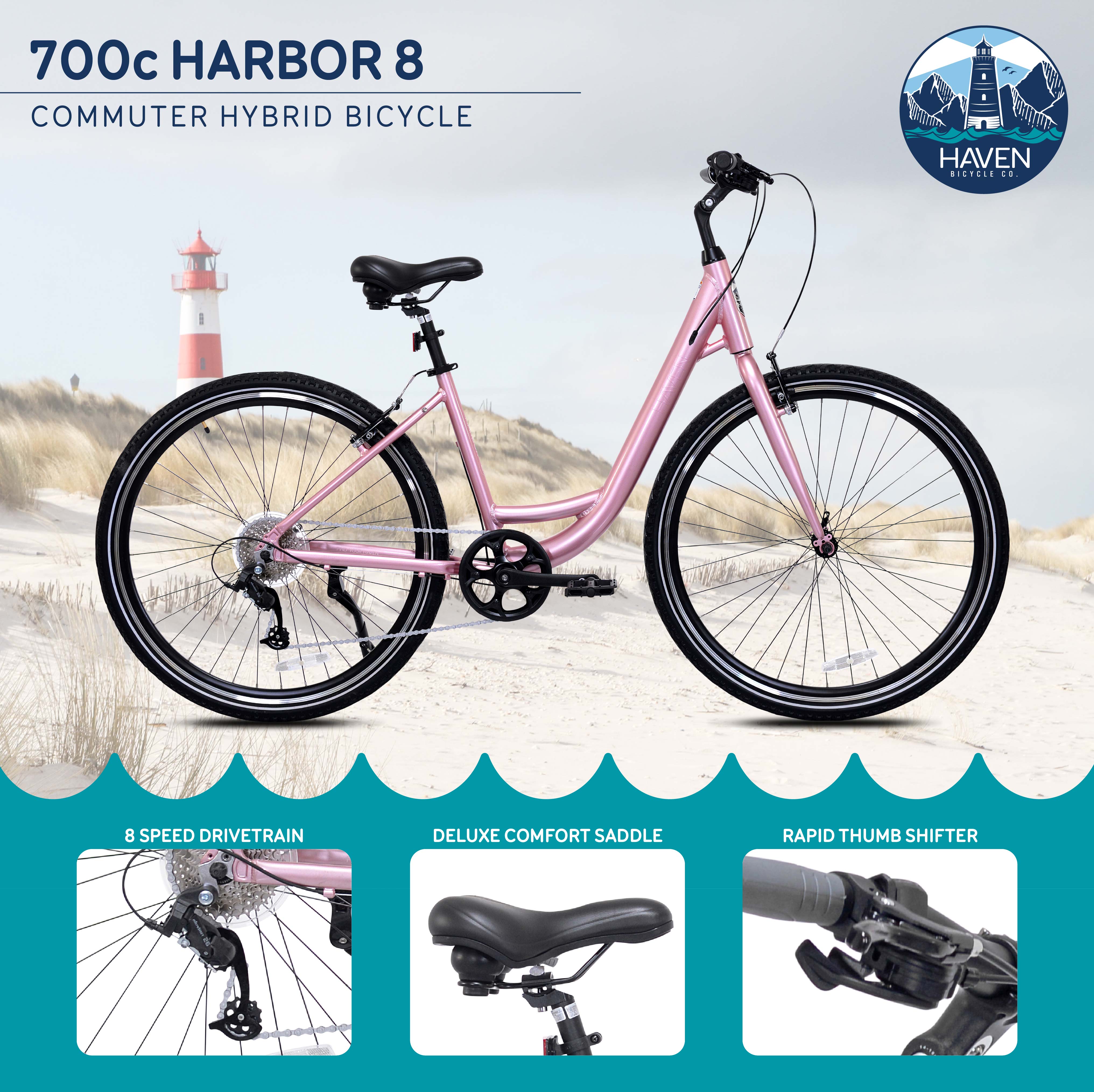 Mendham Bike Co. | Discount Bikes | 700c Haven Harbor 8 Hybrid Bike For Adults 14+